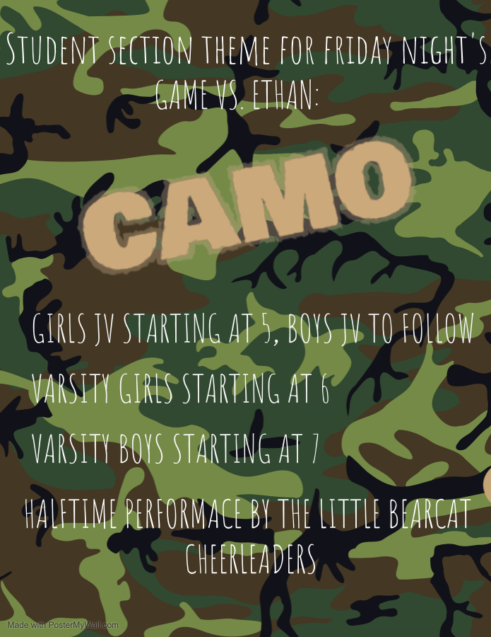 Student Section Theme for Friday Night Games vs. Ethan: Camo